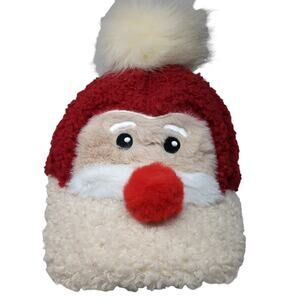 Santa Claus Holiday Time Baseball Cap Multicolor OS Adjustable Sherpa Pomp Pom